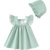 imageKucnuzki Baby Girl Clothes Toddler Girls Summer Dress Ruffle Fly Sleeve Casual Sundress Square Neck Cute Outfit for KidsGreen