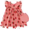 imageKucnuzki Baby Girl Clothes Toddler Girls Summer Fairy Tulle Dress Ruffle Fly Sleeve Casual Sundress Cute Outfit for KidsStrawberry