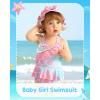 imageKucnuzki Baby Girl Swimsuit Newborn One Piece Bathing Suit Bow Tie Bikini Tankini Infant Swimwear with HatColorful