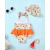 imageKucnuzki Baby Girl Swimsuit Newborn One Piece Bathing Suit Bow Tie Bikini Tankini Infant Swimwear with HatOrange Flower