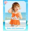 imageKucnuzki Baby Girl Swimsuit Newborn One Piece Bathing Suit Bow Tie Bikini Tankini Infant Swimwear with HatOrange Flower