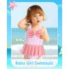imageKucnuzki Baby Girl Swimsuit Newborn One Piece Bathing Suit Bow Tie Bikini Tankini Infant Swimwear with HatPink Strip