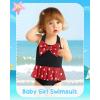 imageKucnuzki Baby Girl Swimsuit Newborn One Piece Bathing Suit Bow Tie Bikini Tankini Infant Swimwear with HatRed Black