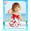 imageKucnuzki Baby Girl Swimsuit Newborn One Piece Bathing Suit Bow Tie Bikini Tankini Infant Swimwear with HatStrawberry