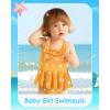 imageKucnuzki Baby Girl Swimsuit Newborn One Piece Bathing Suit Bow Tie Bikini Tankini Infant Swimwear with HatYellow