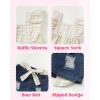 imageKucnuzki Baby Girl Clothes Toddler Girl Summer Two Piece Outfit Kids Ruffle Sleeveless Plaid Tops Denim Jeans Shorts SetBeige