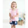 imageKucnuzki Baby Girl Clothes Toddler Girl Summer Two Piece Outfit Kids Ruffle Sleeveless Plaid Tops Denim Jeans Shorts SetPink