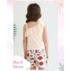 imageKucnuzki Little Toddler Girl Clothes Off Shoulder Tank Top Ruffle Halter Shirt Floral Shorts 2 Piece Set Summer OutfitsApricot