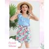 imageKucnuzki Little Toddler Girl Clothes Off Shoulder Tank Top Ruffle Halter Shirt Floral Shorts 2 Piece Set Summer OutfitsBlue