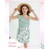 imageKucnuzki Little Toddler Girl Clothes Off Shoulder Tank Top Ruffle Halter Shirt Floral Shorts 2 Piece Set Summer OutfitsGreen