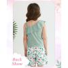imageKucnuzki Little Toddler Girl Clothes Off Shoulder Tank Top Ruffle Halter Shirt Floral Shorts 2 Piece Set Summer OutfitsGreen