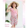 imageKucnuzki Little Toddler Girl Clothes Off Shoulder Tank Top Ruffle Halter Shirt Floral Shorts 2 Piece Set Summer OutfitsPink