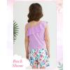 imageKucnuzki Little Toddler Girl Clothes Off Shoulder Tank Top Ruffle Halter Shirt Floral Shorts 2 Piece Set Summer OutfitsPurple