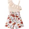 imageKucnuzki Little Toddler Girl Clothes Off Shoulder Tank Top Ruffle Halter Shirt Floral Shorts 2 Piece Set Summer OutfitsApricot