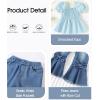 imageKucnuzki Toddler Kids Girls Clothes Short Sleeve Shirt Top Flare Denim Jeans 2 Piece Outfits For Girls Cute Clothing SetBlue Jeans