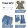 imageKucnuzki Toddler Kids Girls Clothes Short Sleeve Shirt Top Flare Denim Jeans 2 Piece Outfits For Girls Cute Clothing SetBrown