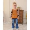 imageKucnuzki Toddler Kids Girls Clothes Short Sleeve Shirt Top Flare Denim Jeans 2 Piece Outfits For Girls Cute Clothing SetBrownl