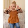 imageKucnuzki Toddler Kids Girls Clothes Short Sleeve Shirt Top Flare Denim Jeans 2 Piece Outfits For Girls Cute Clothing SetBrownl