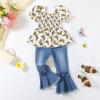 imageKucnuzki Toddler Kids Girls Clothes Short Sleeve Shirt Top Flare Denim Jeans 2 Piece Outfits For Girls Cute Clothing SetButterfly Jeans