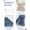 imageKucnuzki Toddler Kids Girls Clothes Short Sleeve Shirt Top Flare Denim Jeans 2 Piece Outfits For Girls Cute Clothing SetColorful Flowers