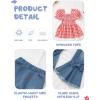 imageKucnuzki Toddler Kids Girls Clothes Short Sleeve Shirt Top Flare Denim Jeans 2 Piece Outfits For Girls Cute Clothing SetPlaid Red