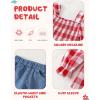 imageKucnuzki Toddler Kids Girls Clothes Short Sleeve Shirt Top Flare Denim Jeans 2 Piece Outfits For Girls Cute Clothing SetRed