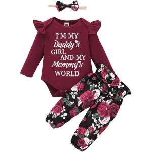 imageKucnuzki 18 Months Girl Clothes Winter Daddys Little Girl Baby Clothes Toddler Baby Girl Outfit Pants Set Girl Boutique Clothing 1218 Months