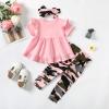 imageKucnuzki Baby Girl Clothes Toddler Girl Outfit Ruffle Sleeve Shirt Floral Pant Set Fall Winter Clothing for GirlPink Camosl