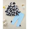 imageBaby Girl Clothes Toddler Girl Fall Outfits Ruffle Long Sleeve Floral Shirt Tops Winter Leggings Pants Clothing SetBlue