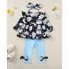 imageBaby Girl Clothes Toddler Girl Fall Outfits Ruffle Long Sleeve Floral Shirt Tops Winter Leggings Pants Clothing SetBlue