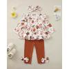imageBaby Girl Clothes Toddler Girl Fall Outfits Ruffle Long Sleeve Floral Shirt Tops Winter Leggings Pants Clothing SetBrown Flower
