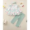imageBaby Girl Clothes Toddler Girl Fall Outfits Ruffle Long Sleeve Floral Shirt Tops Winter Leggings Pants Clothing SetGreen Flower