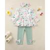 imageBaby Girl Clothes Toddler Girl Fall Outfits Ruffle Long Sleeve Floral Shirt Tops Winter Leggings Pants Clothing SetGreen Flower