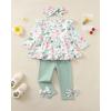 imageBaby Girl Clothes Toddler Girl Fall Outfits Ruffle Long Sleeve Floral Shirt Tops Winter Leggings Pants Clothing SetGreen Flower