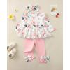 imageBaby Girl Clothes Toddler Girl Fall Outfits Ruffle Long Sleeve Floral Shirt Tops Winter Leggings Pants Clothing SetPink Flower