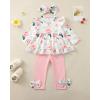 imageBaby Girl Clothes Toddler Girl Fall Outfits Ruffle Long Sleeve Floral Shirt Tops Winter Leggings Pants Clothing SetPink Flower