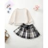 imageKucnuzki Baby Girl Clothes Toddler Girl Fall Outfits Kids Winter Cute Long Sleeve T Shirt Top Plaid Mini Skirt Dress SetApricot