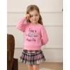 imageKucnuzki Baby Girl Clothes Toddler Girl Fall Outfits Kids Winter Cute Long Sleeve T Shirt Top Plaid Mini Skirt Dress SetPink