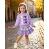 imageKucnuzki Baby Girl Clothes Toddler Girl Fall Outfits Kids Winter Cute Long Sleeve T Shirt Top Plaid Mini Skirt Dress SetPurple