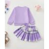 imageKucnuzki Baby Girl Clothes Toddler Girl Fall Outfits Kids Winter Cute Long Sleeve T Shirt Top Plaid Mini Skirt Dress SetPurple