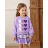 imageKucnuzki Baby Girl Clothes Toddler Girl Fall Outfits Kids Winter Cute Long Sleeve T Shirt Top Plaid Mini Skirt Dress SetPurple