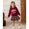 imageKucnuzki Baby Girl Clothes Toddler Girl Fall Outfits Kids Winter Cute Long Sleeve T Shirt Top Plaid Mini Skirt Dress SetWine