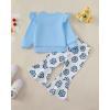 imageKucnuzki Baby Girl Clothes Toddler Girl Outfits Fall Winter Long Sleeve T Shirts Top Flare Leggings Pants Kids ClothingBlue
