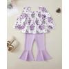 imageKucnuzki Baby Girl Clothes Toddler Girl Outfits Fall Winter Long Sleeve T Shirts Top Flare Leggings Pants Kids ClothingPurple Flower