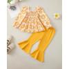 imageKucnuzki Baby Girl Clothes Toddler Girl Outfits Fall Winter Long Sleeve T Shirts Top Flare Leggings Pants Kids ClothingYellow Flower