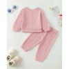 imageKucnuzki Baby Toddler Girl Clothes Long Sleeve Crewneck Sweatshirt Tops Sweatpant Sweatsuit Baby Girl Fall Winter OutfitPink