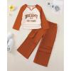 imageKucnuzki Kids Toddler Girl Clothes Graphic T Shirt Top Cargo Pants with Pocket 2 Piece Outfit Fall Clothing Set for GirlBrown