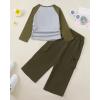 imageKucnuzki Kids Toddler Girl Clothes Graphic T Shirt Top Cargo Pants with Pocket 2 Piece Outfit Fall Clothing Set for GirlGray