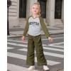 imageKucnuzki Kids Toddler Girl Clothes Graphic T Shirt Top Cargo Pants with Pocket 2 Piece Outfit Fall Clothing Set for GirlGray
