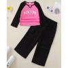 imageKucnuzki Kids Toddler Girl Clothes Graphic T Shirt Top Cargo Pants with Pocket 2 Piece Outfit Fall Clothing Set for GirlPink Black
